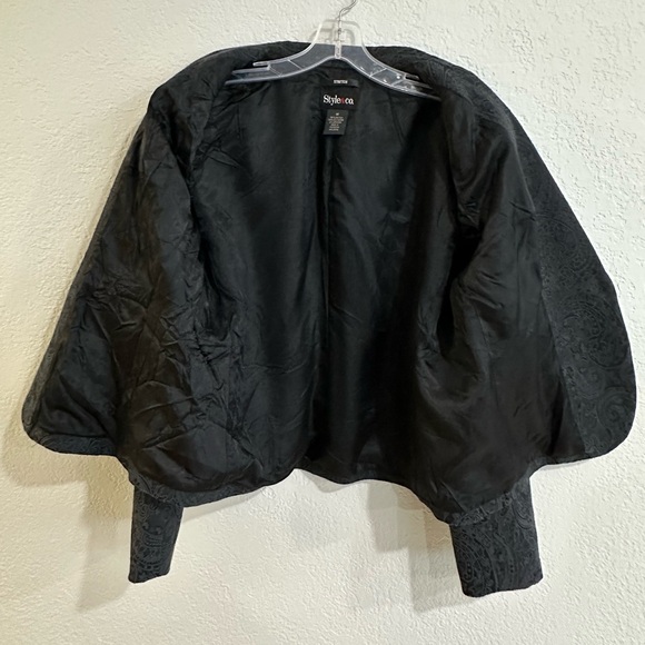 Style & Co Paisley Pattern Cropped Blazer Jacket Black Size 14 - Picture 15 of 16